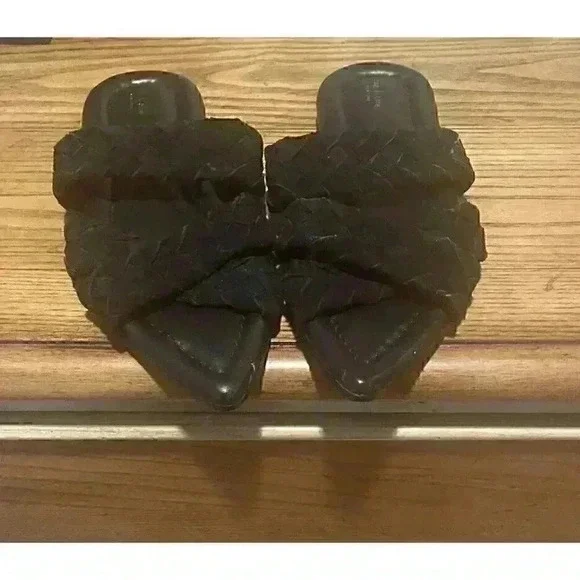 NEW RAG & BONE Lewis Black Braided Suede Pointed Toe Slide Sandal Sz 37 1/2 - Picture 7 of 11